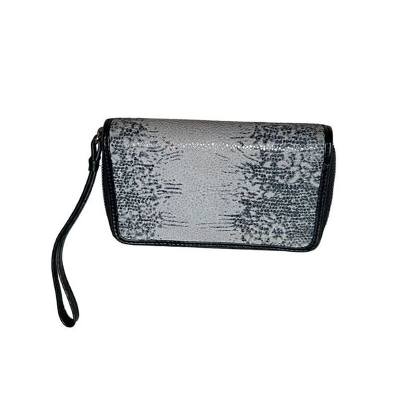 Cole Haan Reptile Print Pebbled Leather Wristlet Wallet - Picture 2 of 3